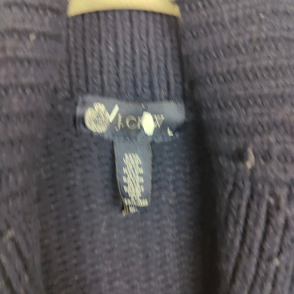 Vintage J Crew Shawl Collar Sweater Mens Large Navy Blue Wool Rabbit Blend Knit - Picture 9 of 10